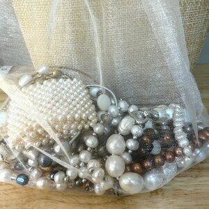 Pearl Bracelet Lot Wearable 8oz Assorted Colors & Styles, Wear or Craft, Beaded